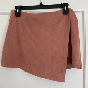 Blush pink suede skort